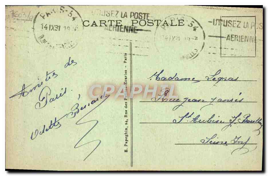 CPA Paris Arenes de Lutece — Rückseite