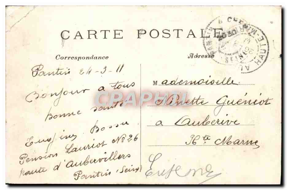 CPA Paris L'Avenue de I'Opera — Rückseite