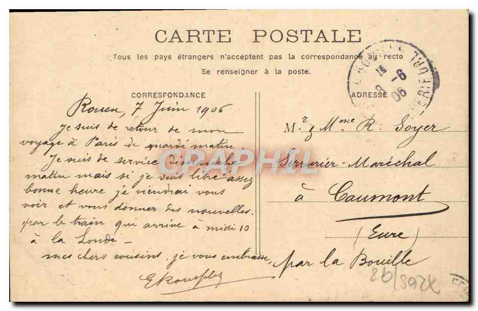 CPA Paris L'Avenue de I'Opera — Rückseite