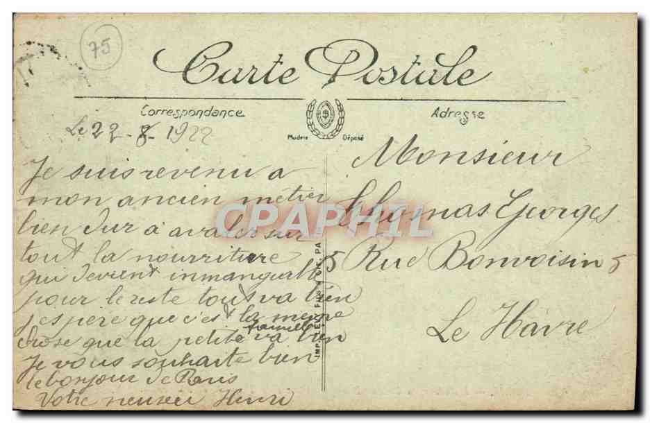 CPA Paris L'Avenue du Bois de Boulogne et I'Arc de Triomphe de I'Etoile — Rückseite