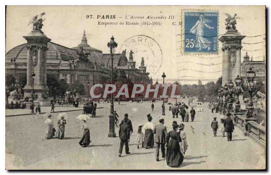 CPA Paris Avenue Alexandre III Empereur de Russie Rusia