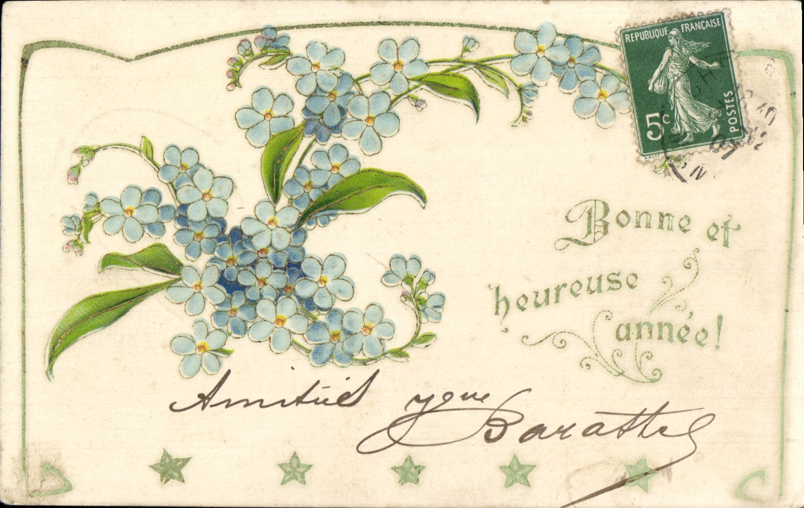 CPA Bonne et Heureuse Annee Fleurs