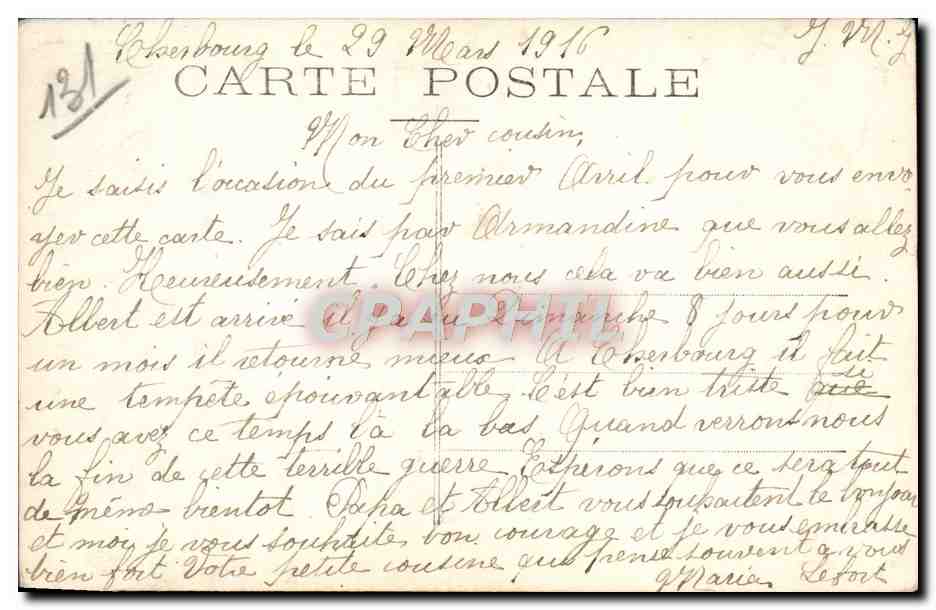 CPA Fantaisie Femme Premier Avril Poisson — Verso