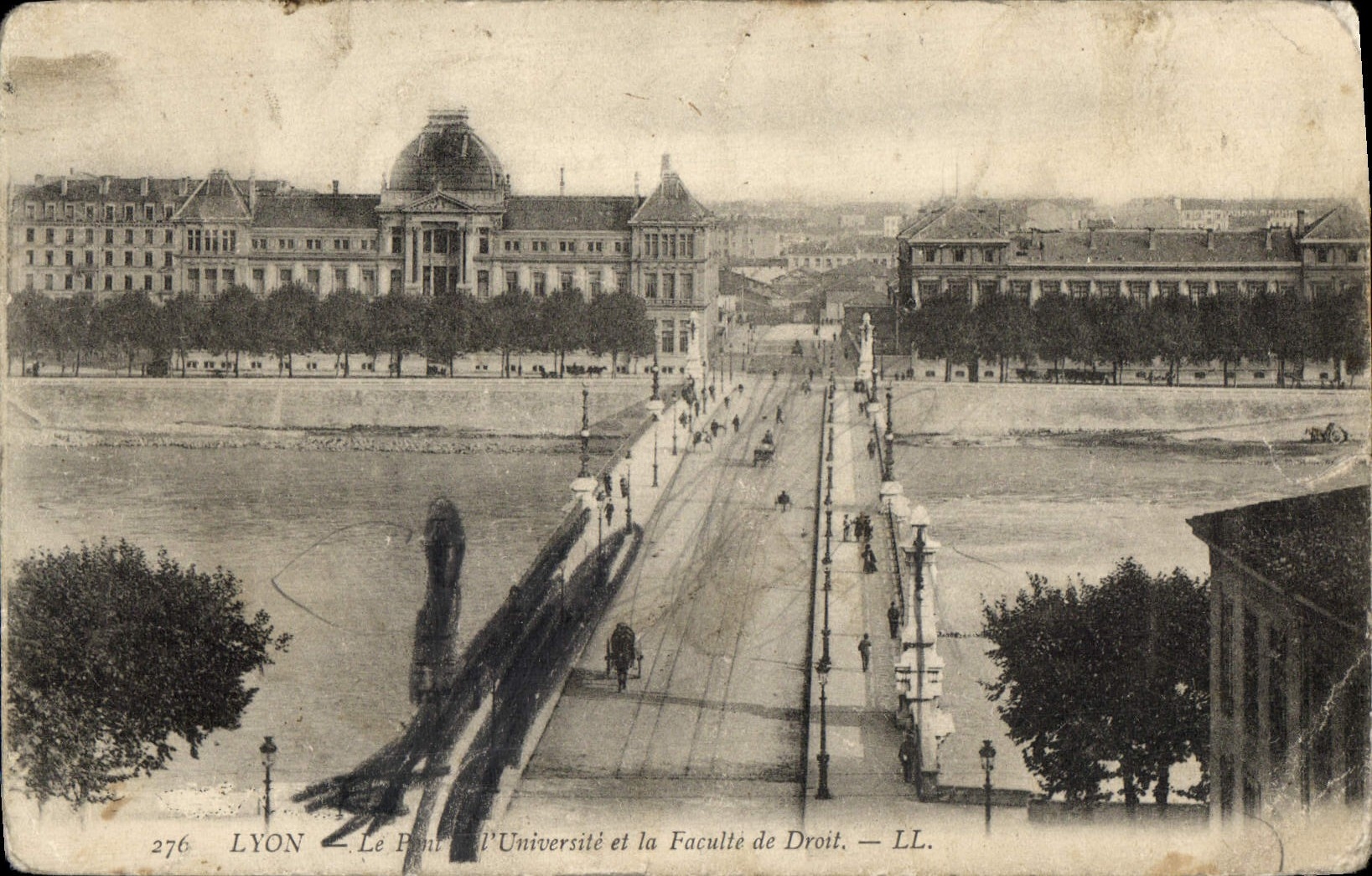 Antike Ansichtskarte Lyon Der Universitätsbrücke und das Rechtsfakultät