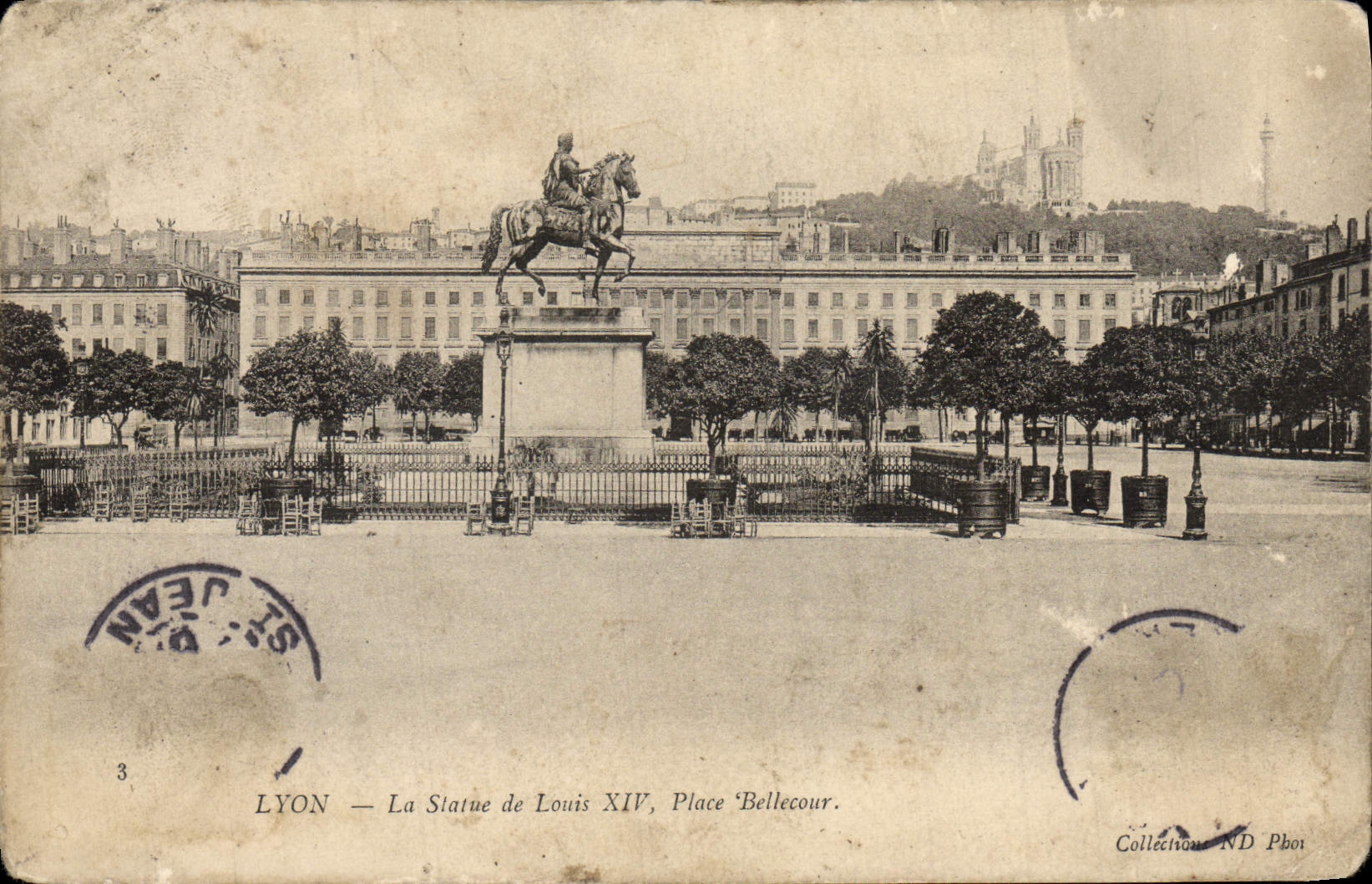Antike Ansichtskarte Lyon Die Statue von Louis XIV Place Bellecour