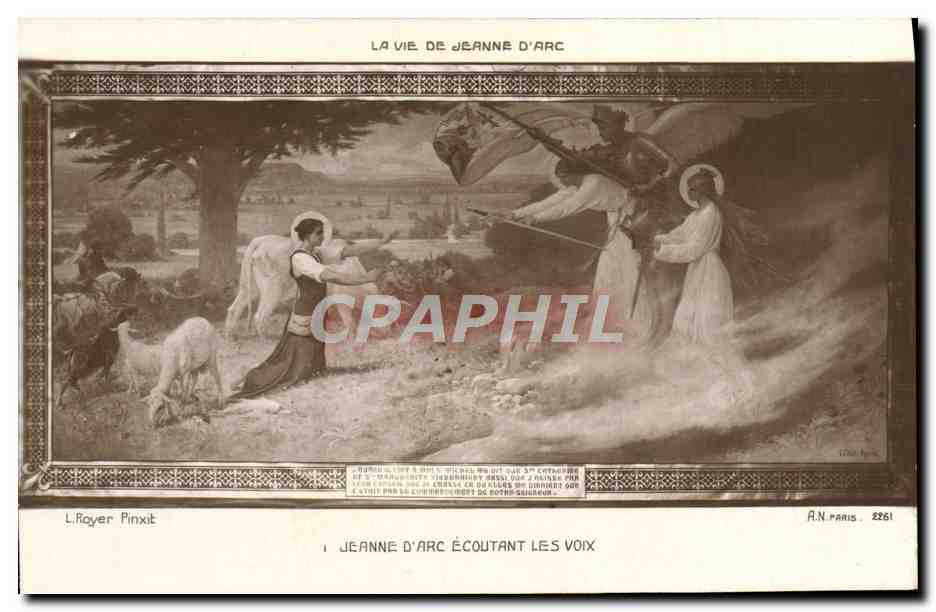 CPA Jeanne d'Arc Ecoutant Les Voix La vie de Jeanne d'arc Chevre Agneau Mouton Vache
