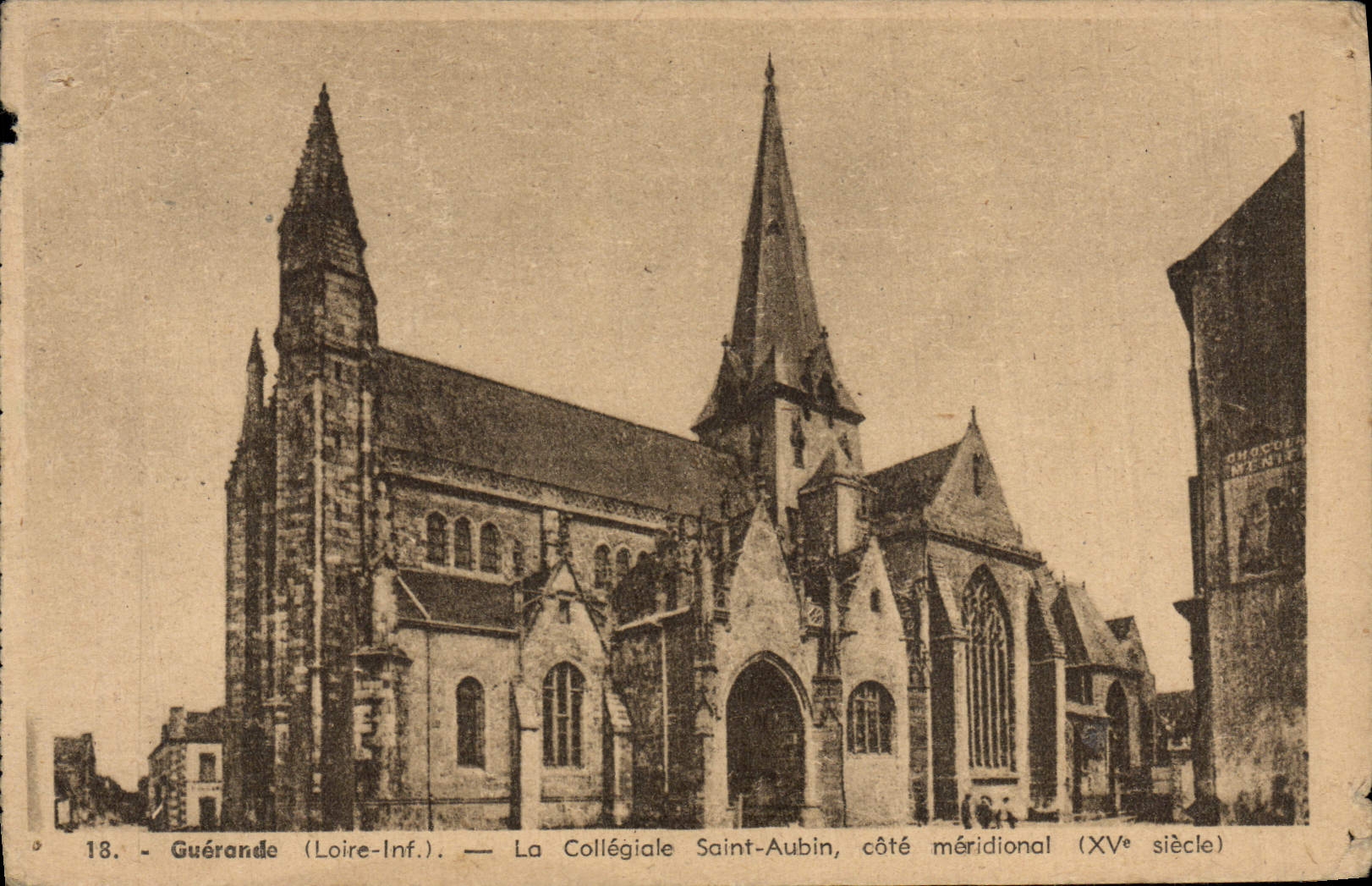 Tarjeta postal antigua Guerande La Colegiata San Aubin