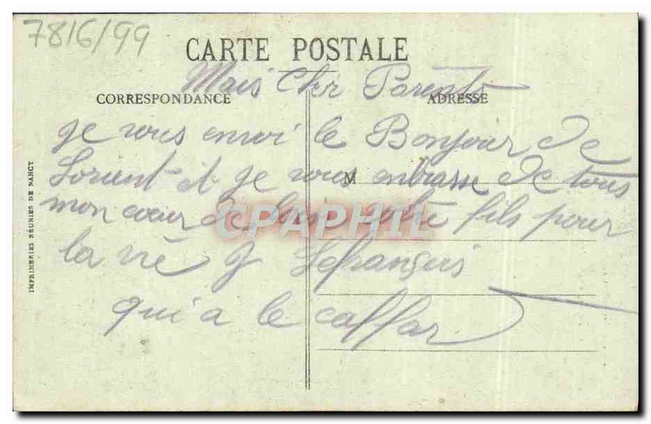 CPA Bretagne Botrel Folklore Homme — Verso