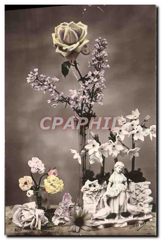 CPA Fantaisie Fleurs Santon 