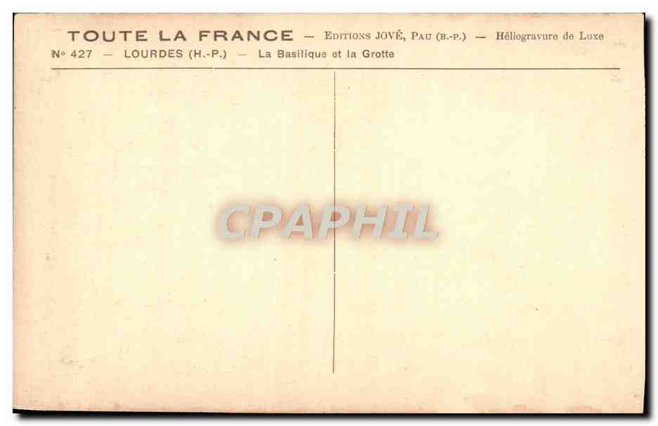 CPA Lourdes La Basilique — Verso