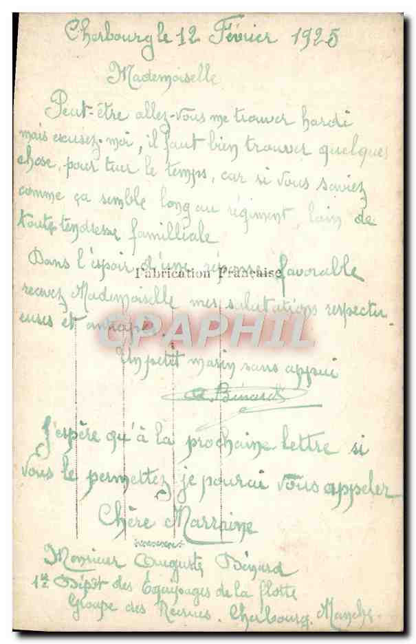 CPA Fleurs Marin Bateau de guerre — Verso