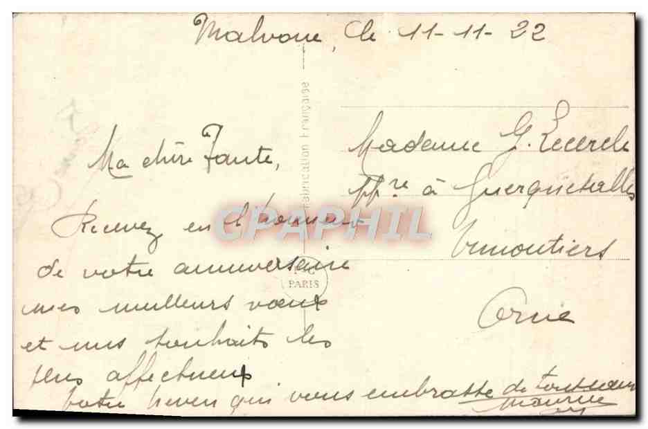 CPA Heureux Anniversaire Fleurs — Rückseite