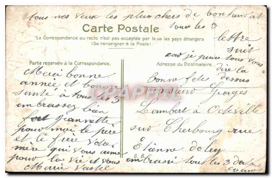 CPA Voeux De bonheur Fleurs Oiseaux — Verso