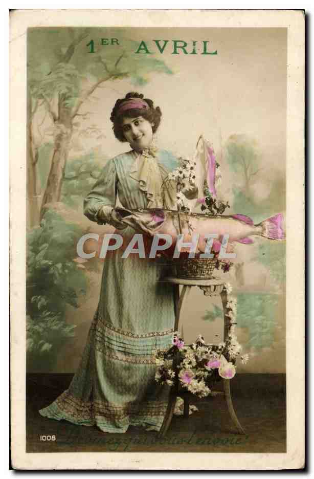 CPA Fantaisie 1er Avril Femme