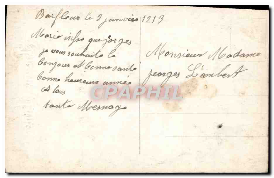 Mujer con sombrero de piel — Feliz Año — Regina — Reverso