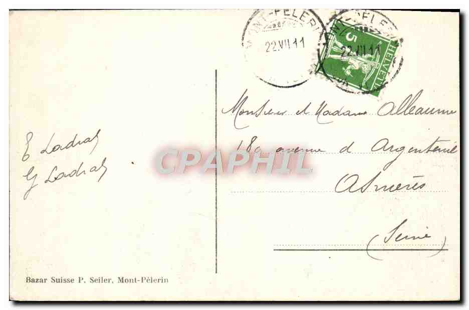 CPA Mont Pelerin Hotel Belvedere et la Dent du Midi — Rückseite
