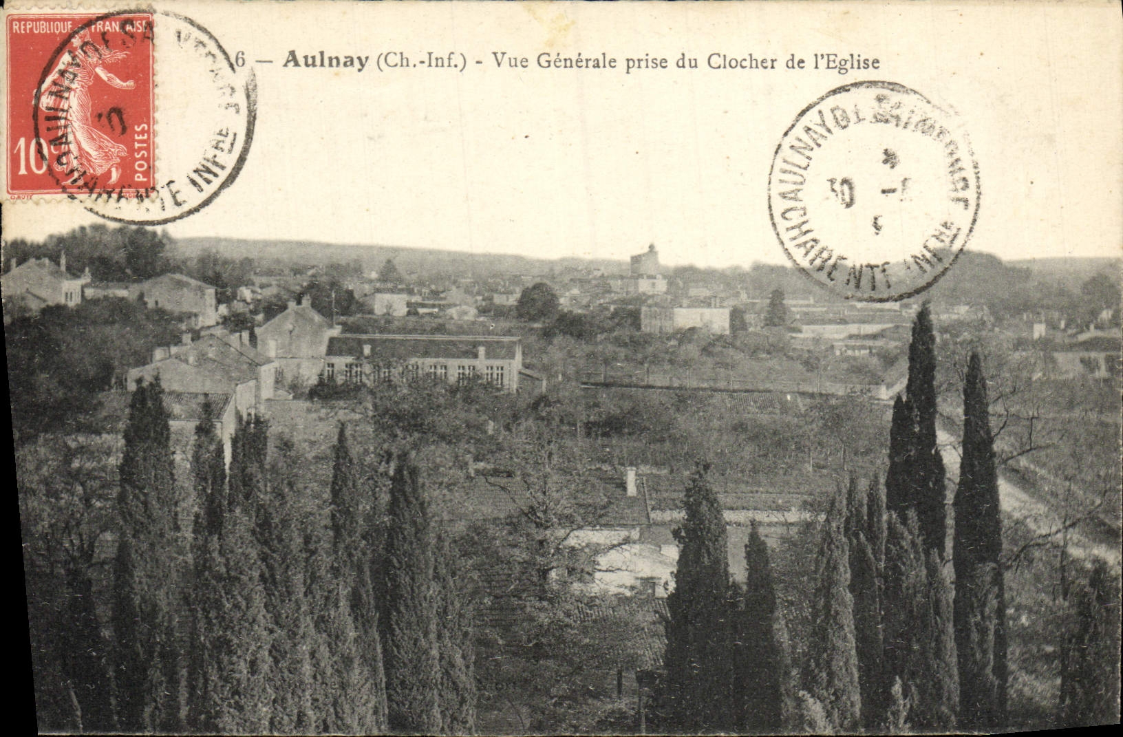 Aulnay (Ch.-Inf.) — Vue Générale prise du Clocher de l'Église — Éditeur inconnu, n°6