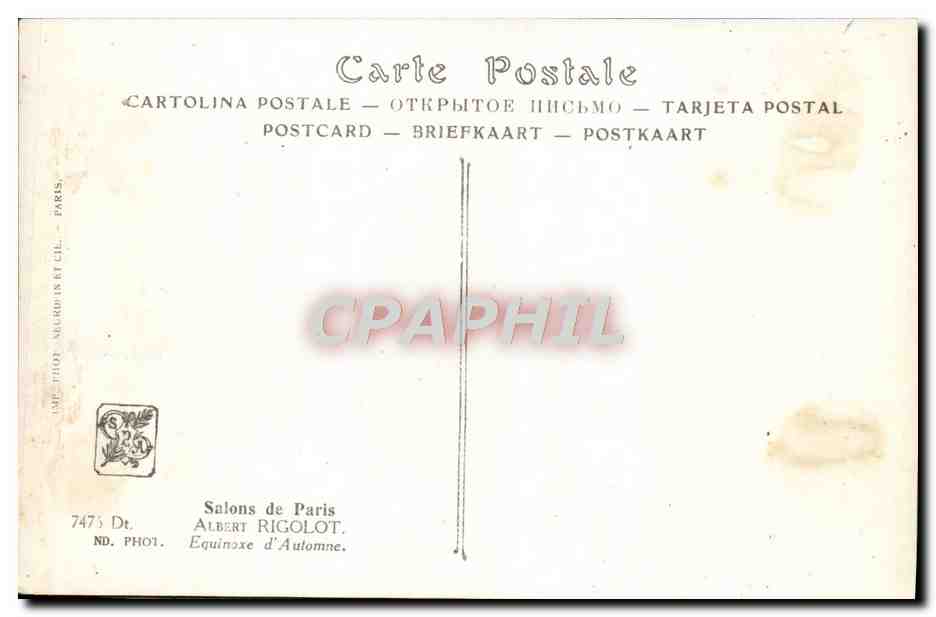 CPA Fantaisie Salons de Paris Albert Rigolot Equinoxe d'automne  — Verso