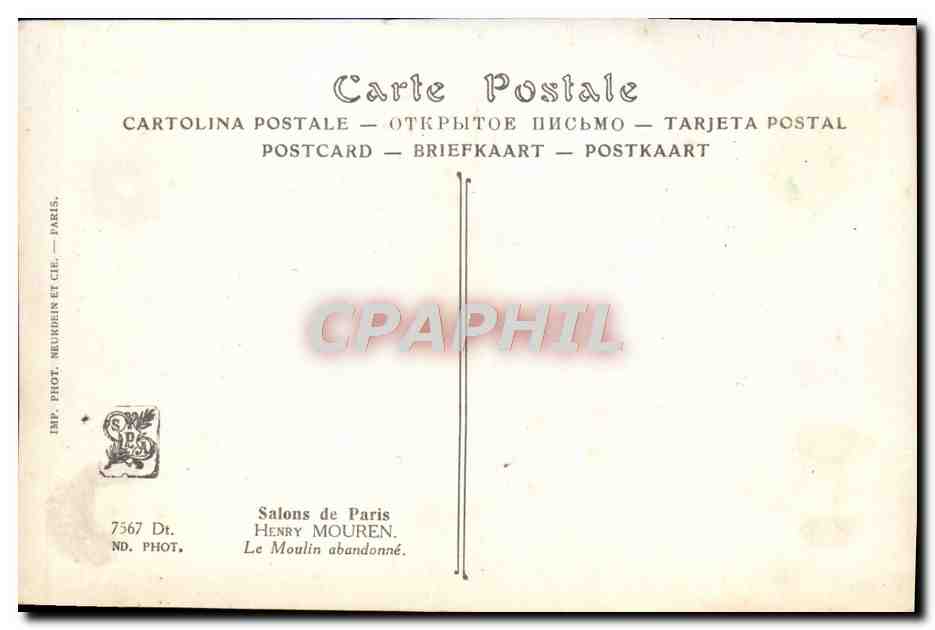CPA Fantaisie Salons de Paris Henry Mouren Le moulin abandonne — Rückseite