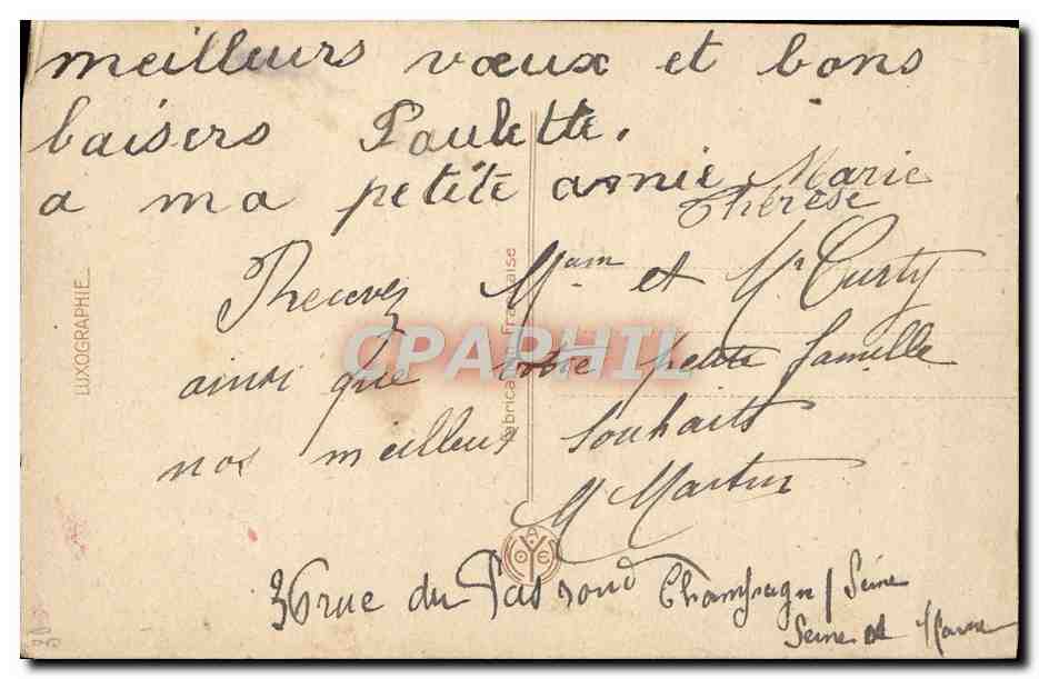 CPA Fantaisie Bonne annee — Rückseite