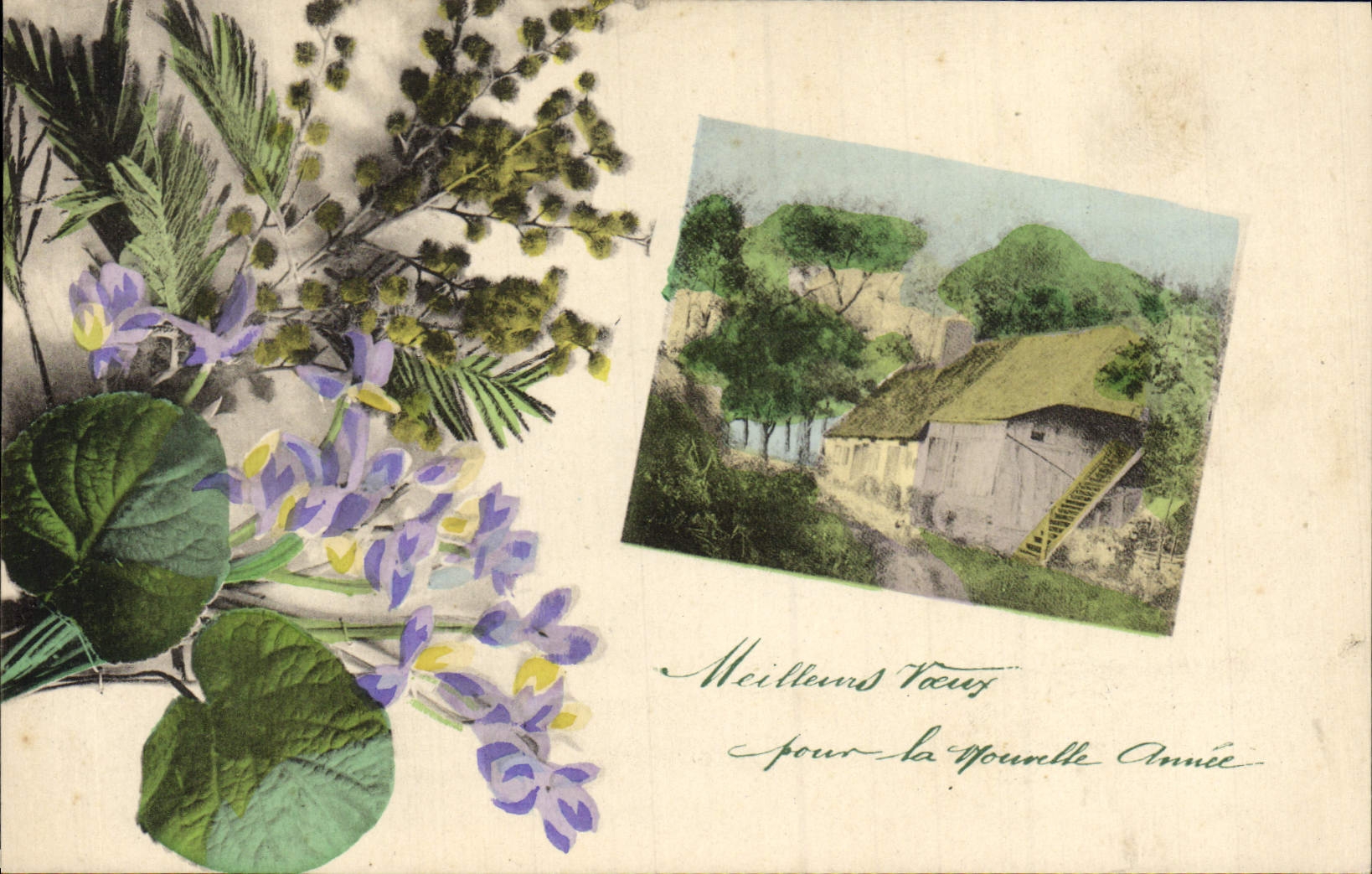 CPA Fantaisie Fleurs Maisonnee