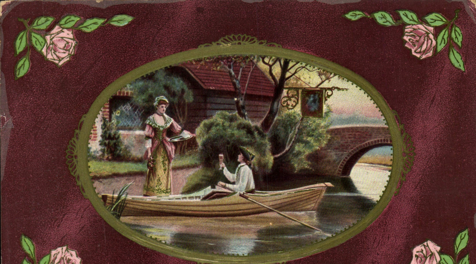 CPA Fantaisie Femme Barque
