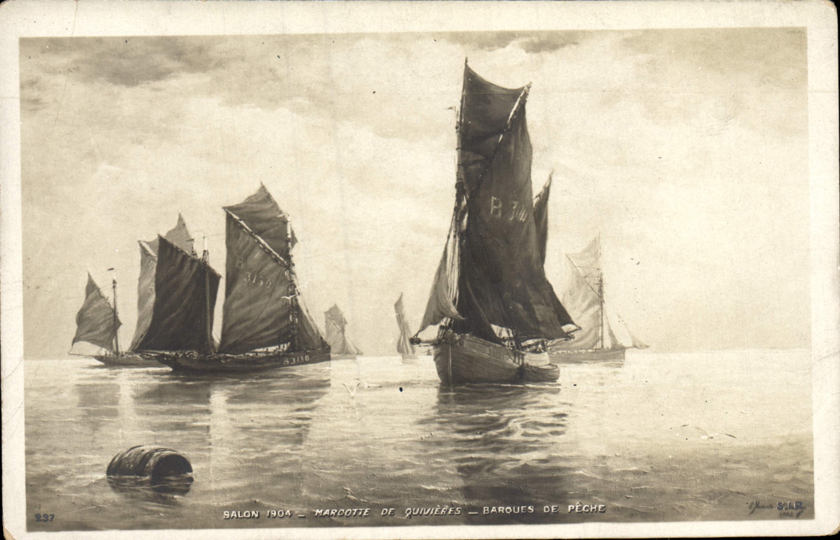 CPA Fantaisie Salon 1904 Mardotte de Quivieres Barques de peche 