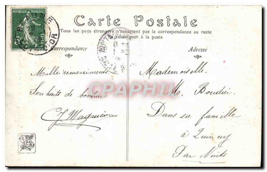 CPA Fantaisie Salon 1907 Aux lacs italiens Gustave Courtois — Verso