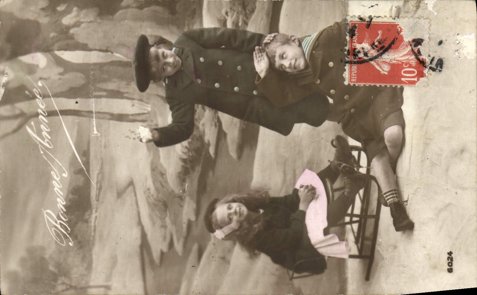 CPA Fantaisie Enfants Luge