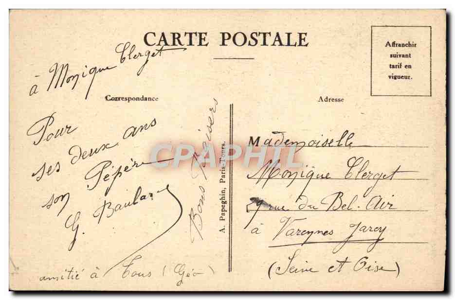 CPA John Russel La fillette aux cerises Musee du Louvre — Verso