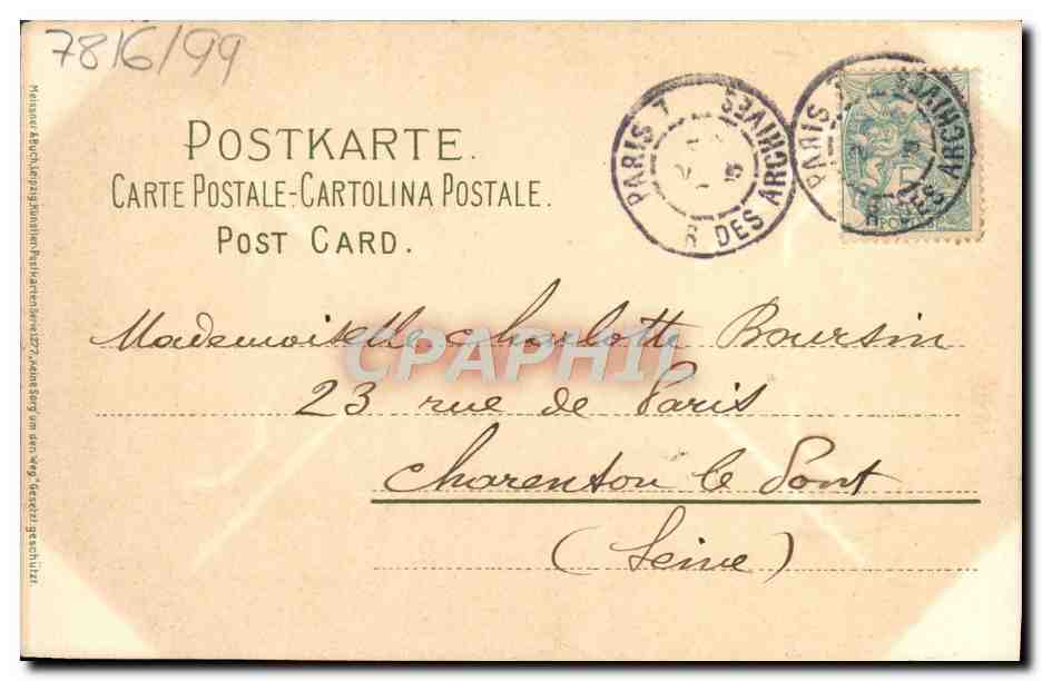 CPA Fantaisie Homme Barque — Verso