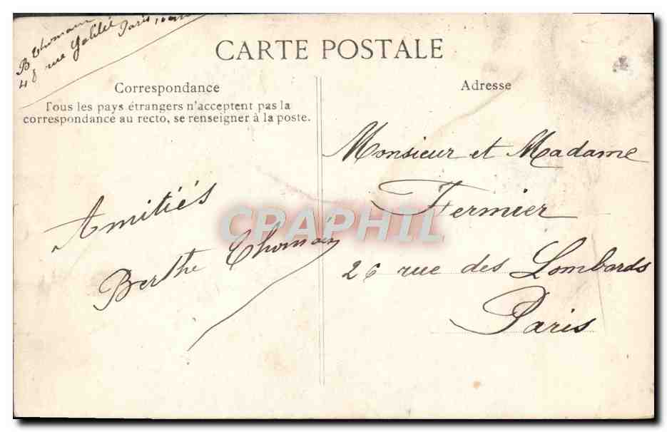 CPA Une de la Rue Galilee — Rückseite