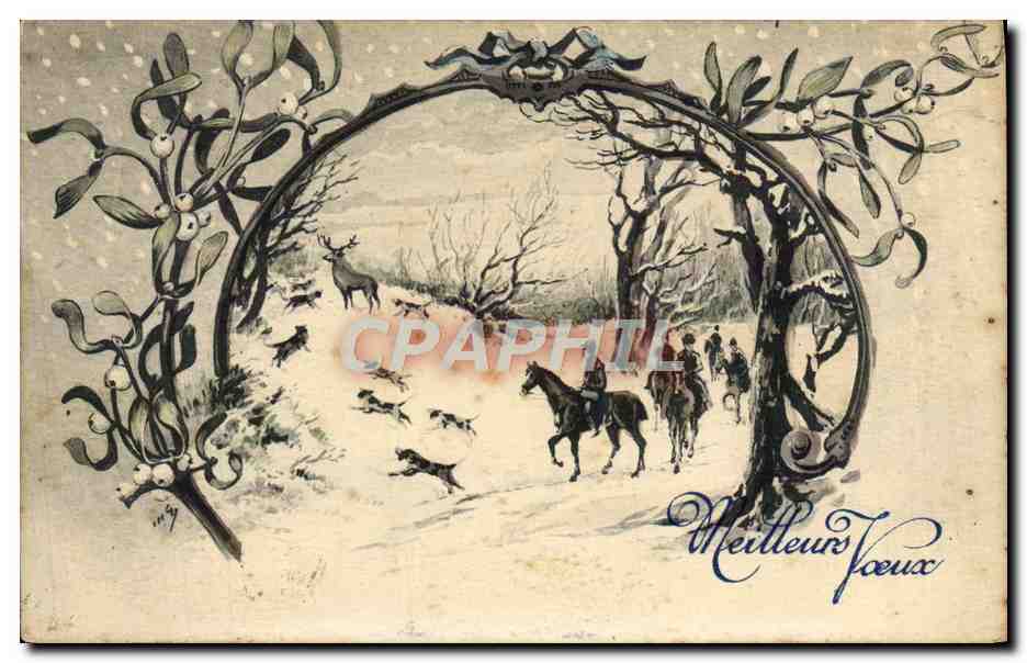 Chasse hivernale — décor de gui — Éditeur Mearcou, série N° 25