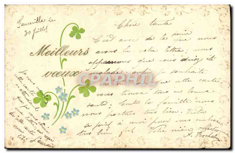 CPA Fantaisie Fleurs Trefles Meilleurs Voeux