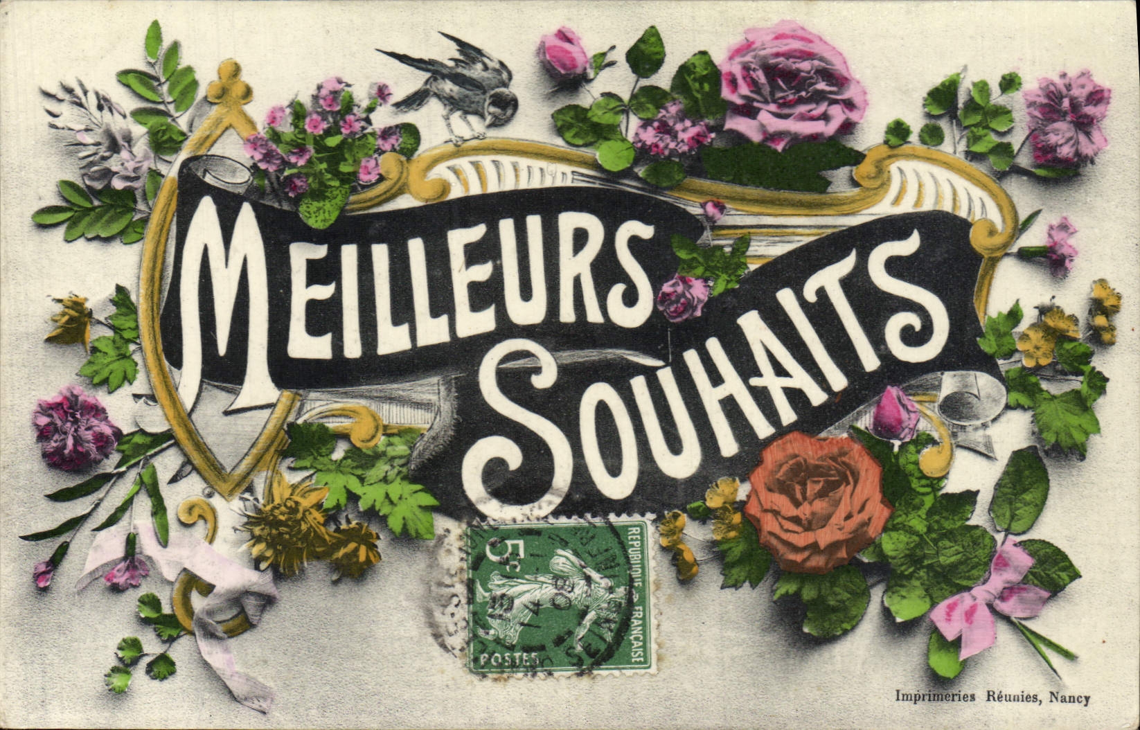 CPA Fantaisie Fleurs Meilleurs Souhaits
