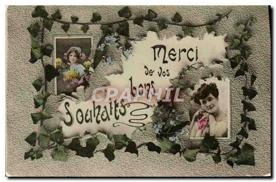 CPA Meilleurs Souhaits Femme Enfant