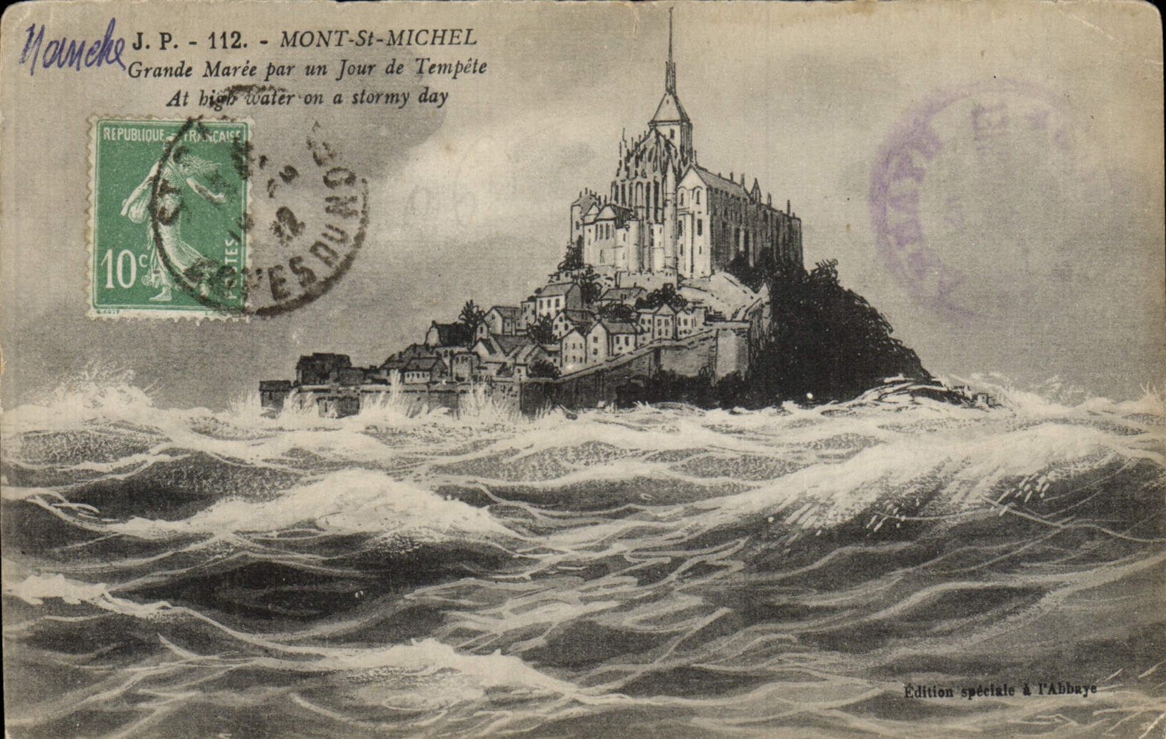 CPA Mont Saint Michel Grande Maree Par un Jour de Tempete