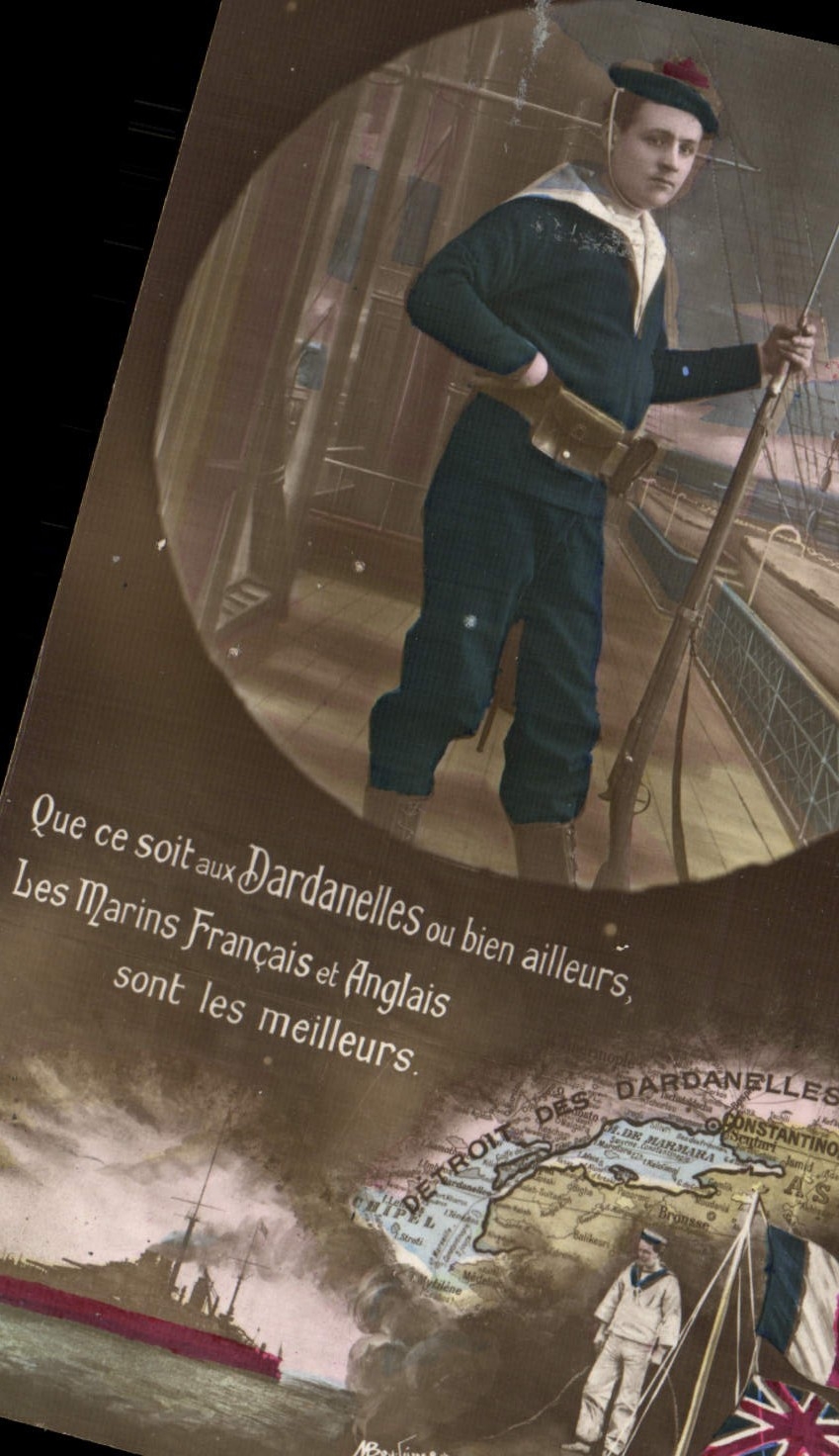 French and English Sailors at the Dardanelles — Patriotic Text — Publisher Unknown