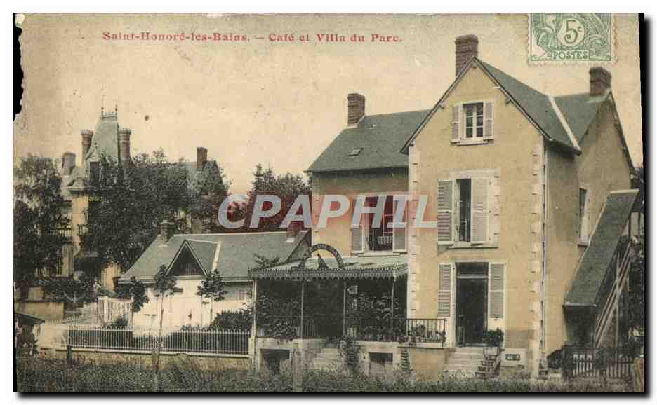 CPA Saint Honore Les Bains Cafe et Villa Du Parc