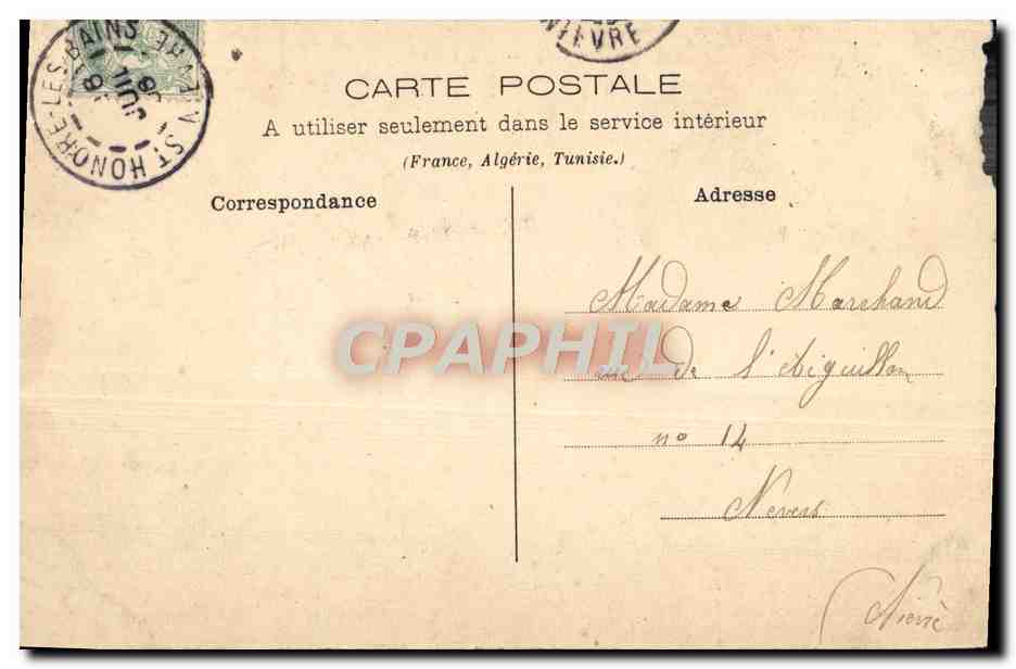 CPA Saint Honore Les Bains Cafe et Villa Du Parc — Rückseite