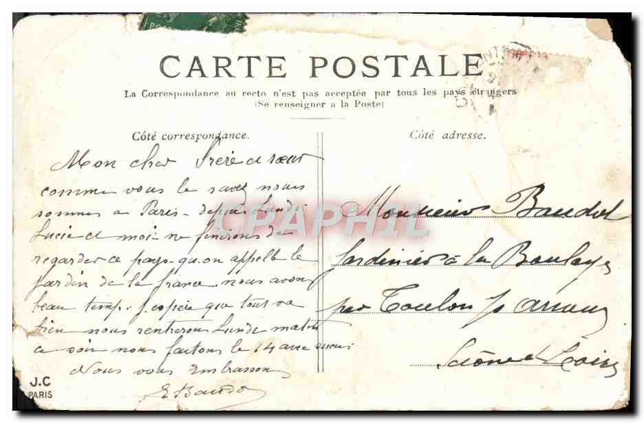 CPA Paris Le Grand Palais  — Verso