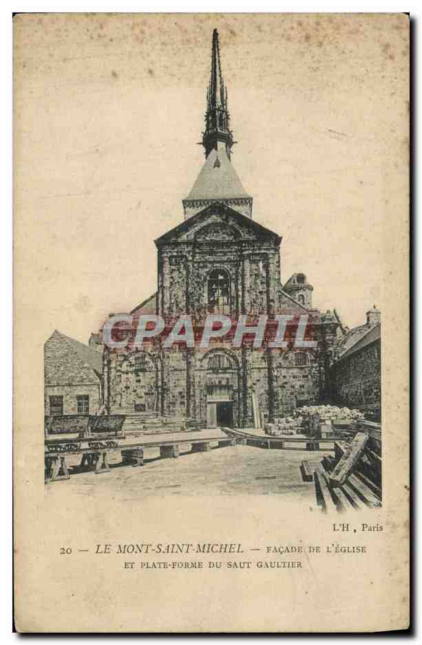 Le Mont-Saint-Michel — Façade de l'église et plate-forme du Saut-Gaultier — L'H, Paris, n°20