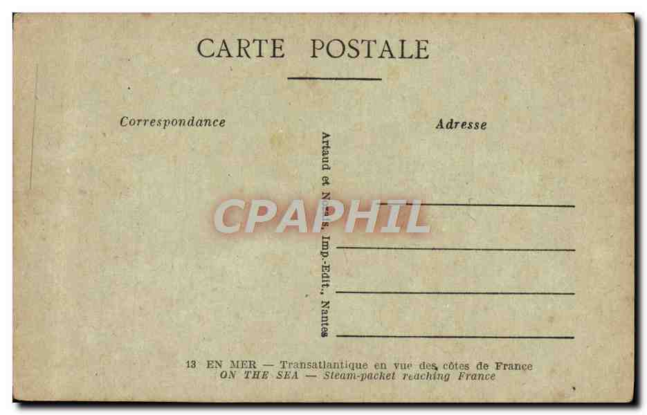CPA En Mer Transatlantique en vue des cotes de France — Reverso