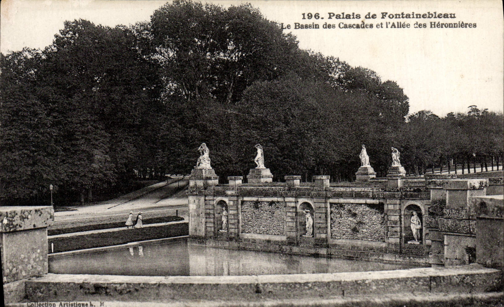 Palacio de Fontainebleau — El Bassin de las Cascadas y la Avenida de las Héronnières — Colección Artística h. M. n°196