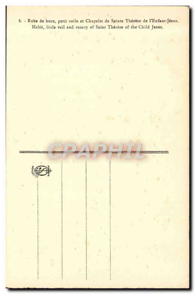 CPA Robe de bure petit voile et Chapelet de Sainte Therese de Enfant Jesus Lisieux — Rückseite