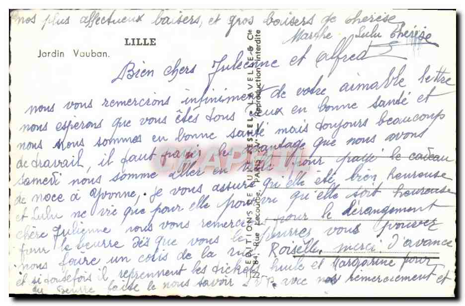 CPM Lille Jardin Vauban — Verso