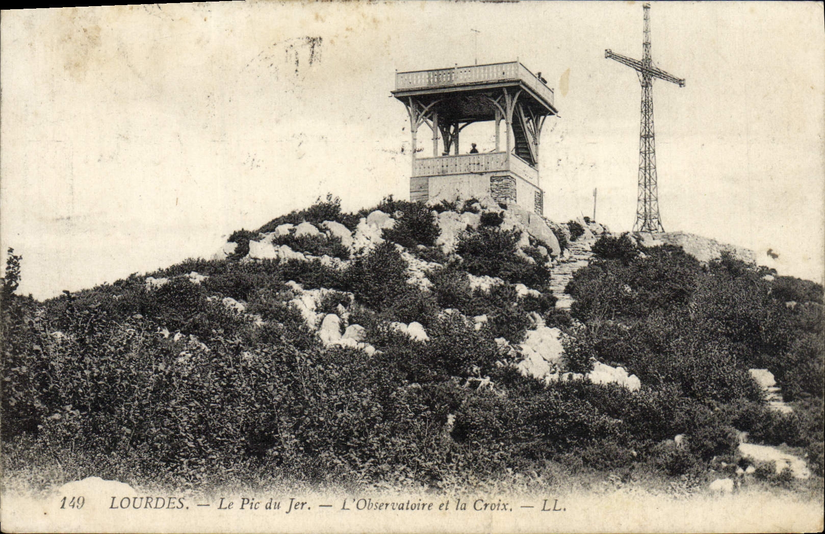 CPA Lourdes Le Pic de Jer L'Observatoire et la Croix