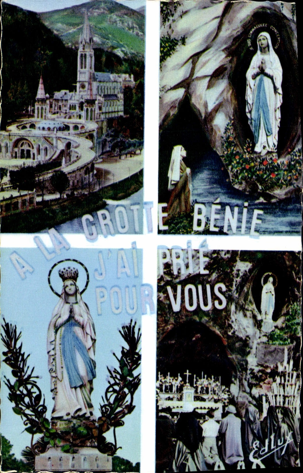 CPM Lourdes La Basilique L'Apparition La Grotte La Vierge Couronnee