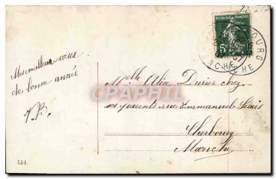 CPA Bonne Annee Enfant Trefle Fer a cheval — Rückseite