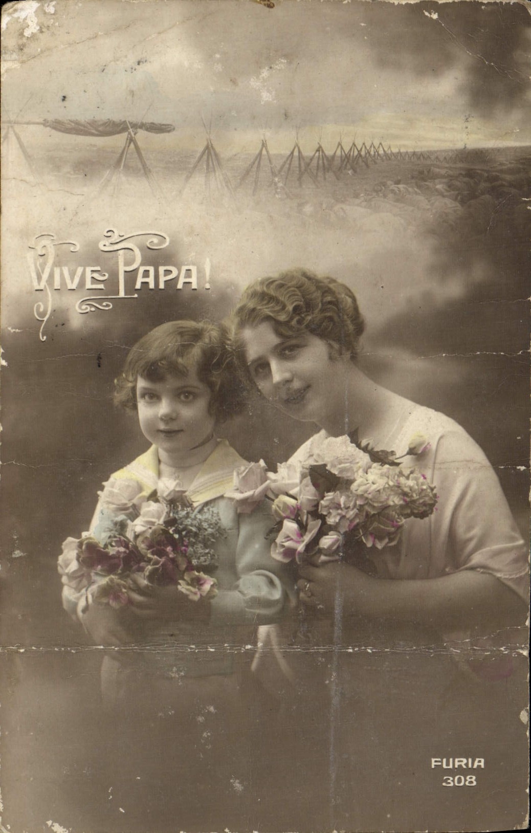 CPA Fantaisie Vive Papa Enfant Femme